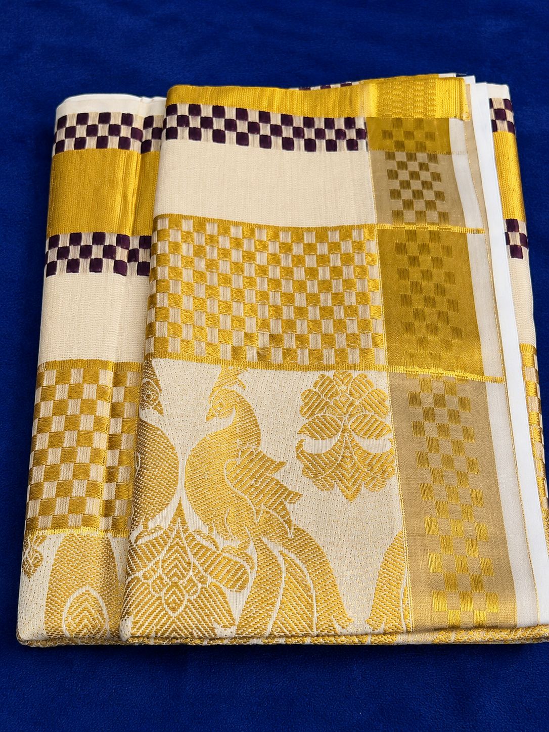 Off-White and Gold Embroidery Set Saree