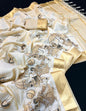 Cream Tusser Silk Saree with Royal Procession Embroidery