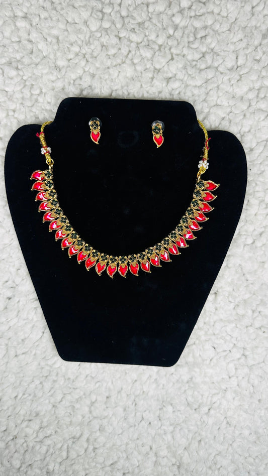 Reversible Double-Sided Indian Mango Necklace and Earrings Set
