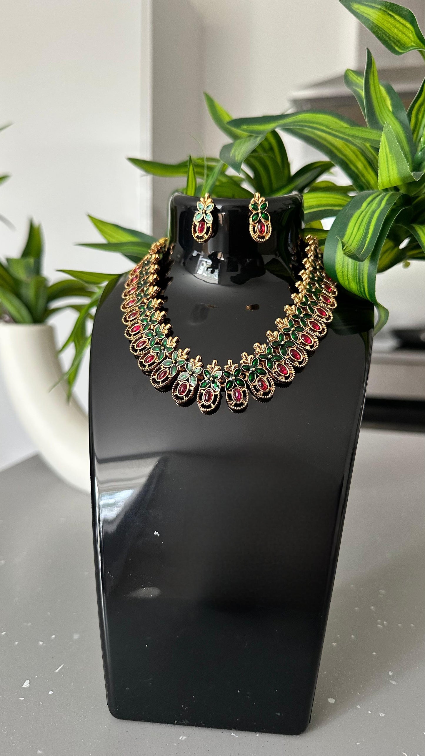 Regal Teardrop Enamel Jewelry Set