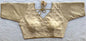 Designer Milan silk readymade blouse with embroidery, back dori tie-up, and padded comfort, displayed flat on fabric backdrop.

