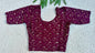 Stretchable Readymade Saree Blouse | Foil Floral Vine Print on Ribbed Fabric | Ready to Wear Round Neck Blouse (S-L)