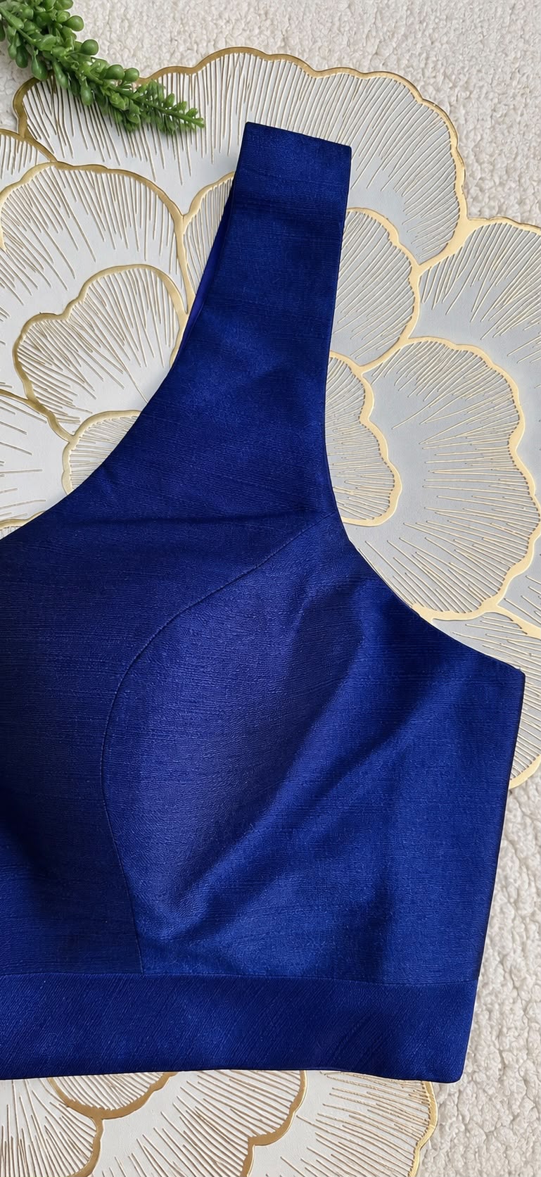 Royal Blue Mulberry Silk Sleeveless Blouse | Free Size  (Alterable 32-42)