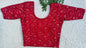 Stretchable Readymade Saree Blouse | Foil Floral Vine Print on Ribbed Fabric | Ready to Wear Round Neck Blouse (L-XXXL)