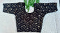 Stretchable Readymade Saree Blouse | Foil Floral Vine Print on Ribbed Fabric | Ready to Wear Round Neck Blouse (L-XXXL)