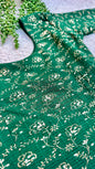 Stretchable Readymade Saree Blouse | Foil Floral Vine Print on Ribbed Fabric | Ready to Wear Round Neck Blouse (S-L)