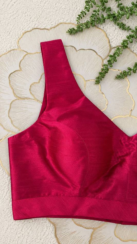 Rani Pink Mulberry Silk Sleeveless Blouse | Free Size (Alterable 32-42)