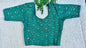 Stretchable Readymade Saree Blouse | Foil Floral Vine Print on Ribbed Fabric | Ready to Wear Round Neck Blouse (S-L)