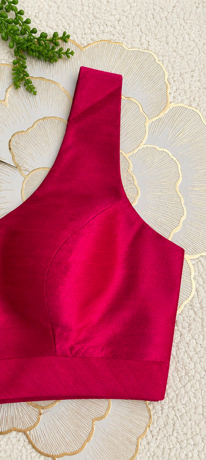 Magenta Pink Mulberry Silk Sleeveless Blouse | Free Size (Alterable 32-42)