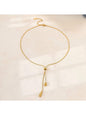 Minimalist gold chain necklace with adjustable teardrop pendant detail - delicate contemporary designer jewellery for UK customers